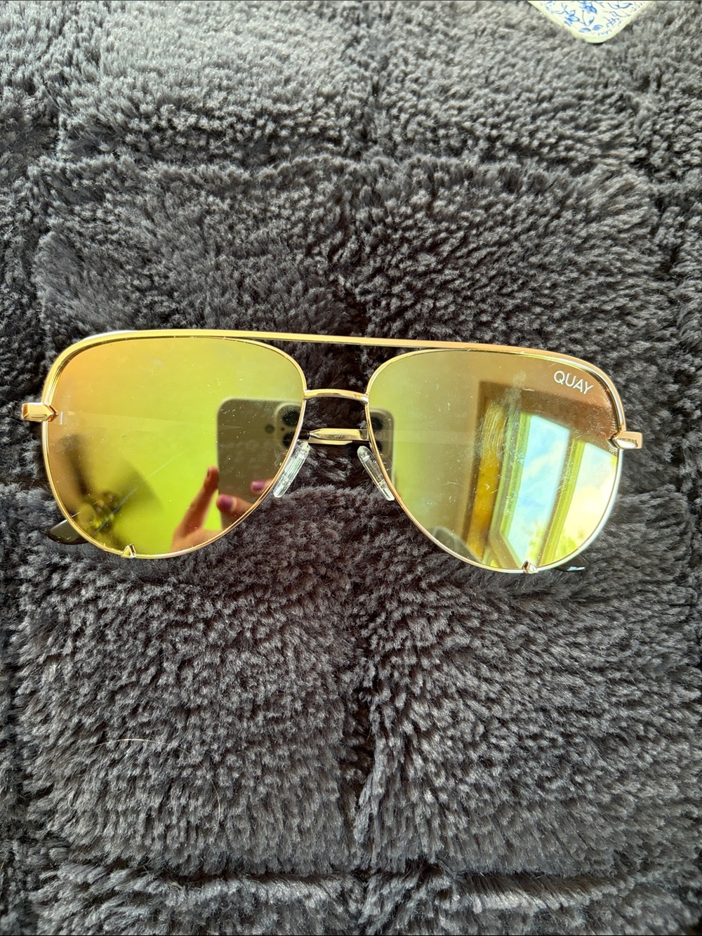 Quay Gold Aviator Sunglasses with Gold Reflective Lenses